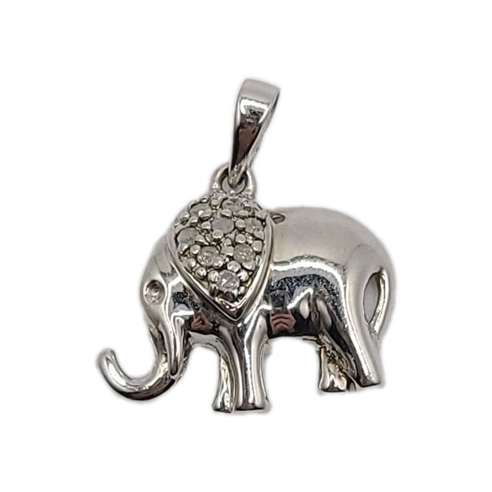 Macy's Diamond Elephant Pendant 925 Sterling Silver 1/10ct tw